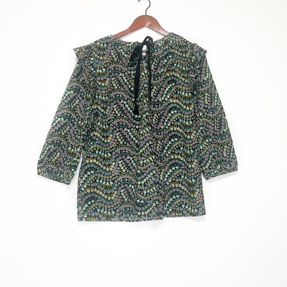 NWT Loft Garden Tie Back Dobby Ruffle Blouse  size L - Picture 3 of 4